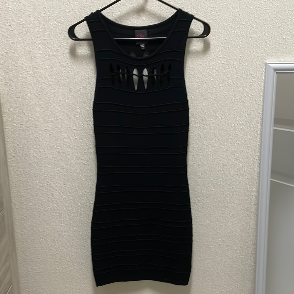2b bebe little black dress size small, chest cut outs